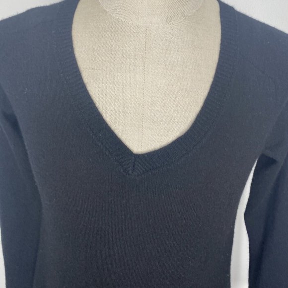 VKoo Cashmere Sweater Dress Size M Black V Neck Long Sleeve Wiggle Knee Length - Picture 3 of 8